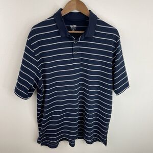 Champion Duo Dry Polo Shirt Mens XL Blue Striped Short Sleeve Knit Polyester